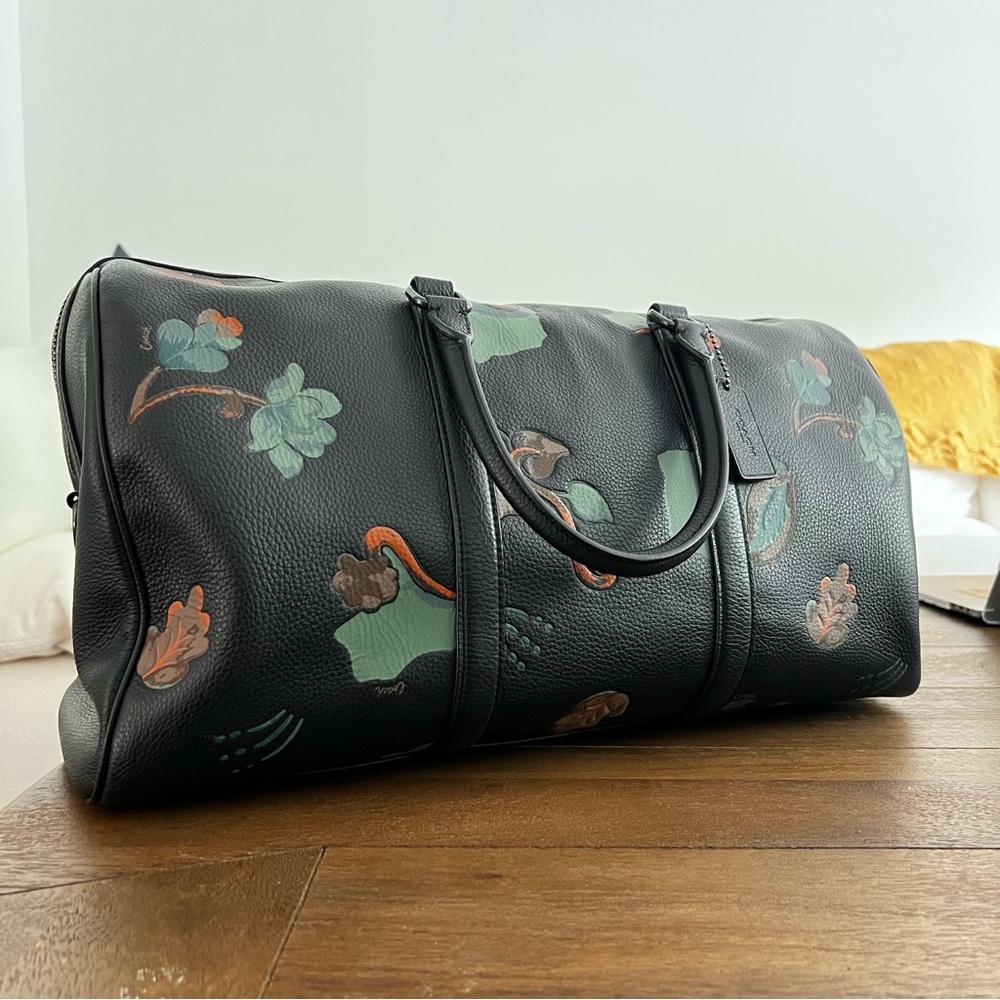 Coach Venturer with Dreamy Leaves Print Duffle Travel/Overnight Leather Bag